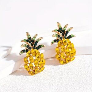 Pineapple Stud Earrings Stainless Steel NEW
